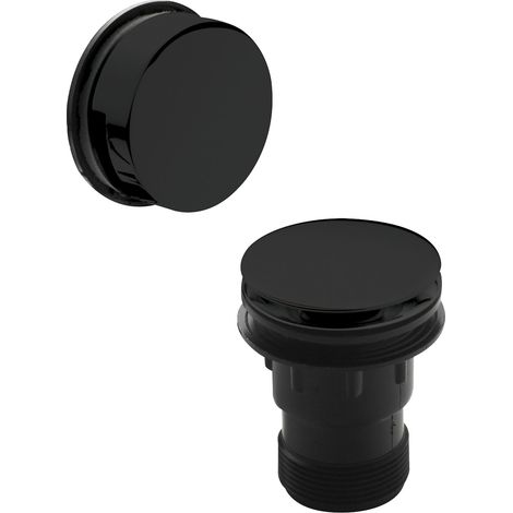 Easyclean Click Clack Push Button & Minimalist Overflow Bath Waste for Baths up to 13mm Thick - Black