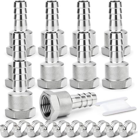 2 pièces raccords embout cannelé acier inox 304, 10 mm vers filetage mâle BSP 3/4", raccord compression eau, carburant, air - 1/4"F X 6MM(10PCS) (1/5)