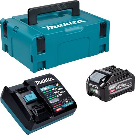 Kit Makita Power Source: 1 batería BL 4040 F de 40 V máx. 4,0 Ah XGT (1910N6-8) + cargador DC 40 RA (191E07-8) + Makpac