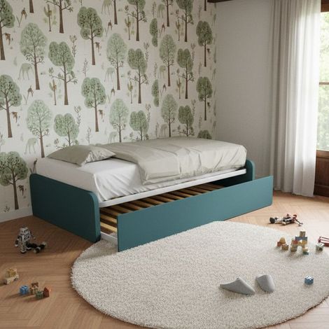 Letto 1 piazza e mezza con letto estraibile - Verde Petrolio