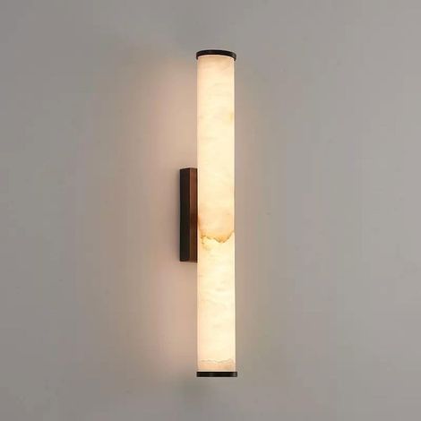 Applique Murale Simple Imitation Pierre - Lampe Cylindrique LED pour Coiffeuse, Salon, Chambre, Couloir Décoration Câblage Fixe Noir (50 Cm) (1/5)