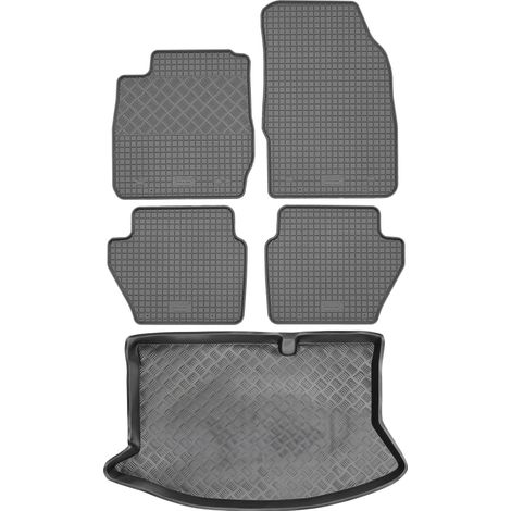 Juego de alfombrillas de goma para coche y maletero para Ford Fiesta VI Hatchback (2008-2016). (1/5)