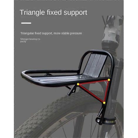Porte-bagages avant pour vélo, support de panier pour vélo, porte-bagages avant pour VTT, noir (1/5)