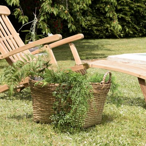 HECTOR - Pot de fleur ovale 60x53cm en bambou naturel avec anses (1/5)