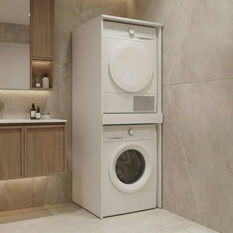 Meuble machine à laver et sèche-linge blanc NIX (1/5)