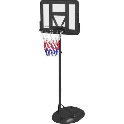 Panier de basket extérieur ajustable 216-277 cm avec roues, base remplissable noir