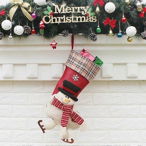 Pendentif sac cadeau bas de Noël - Décoration en tissu à treillis par (1/3)