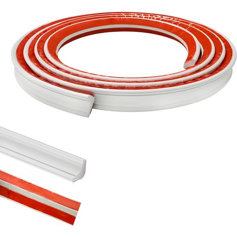 Garniture en PVC quadrant pour plinthe, garniture de moulage, décoration murale en plastique autocollante, bande de calfeutrage, perles stratifiées, (3 mètres de long, 27 mmx20 mm) (1/5)