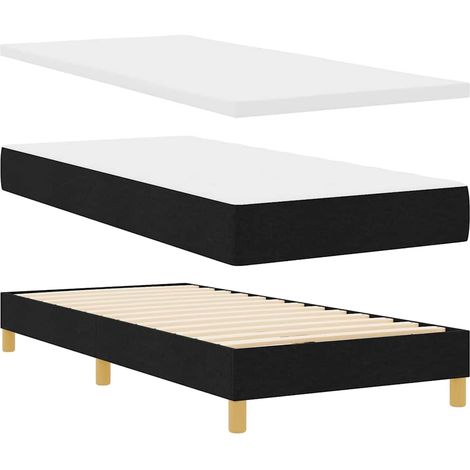 Box Spring Bed with Mattress Cream 90x200 cm Fabric Black vidaXL (1/5)