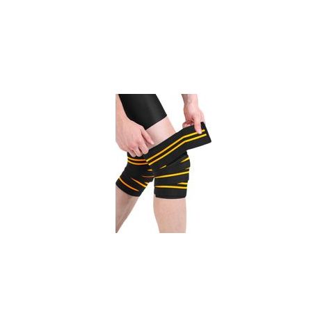 Ergonomische Kniebandagen (2er-Pack) – Umfassende Kniestütze für Krafttraining – Strapazierfähig und atmungsaktiv – 170 cm – Gelb – Crezuo