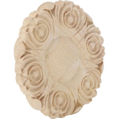 Applique bois sculpture pour décoration [4 appliques bois rondes 10cm] naturel hévéa pour meuble cabine fenêtre miroir porte style européen classique durable peinture personnalisée (1/5)