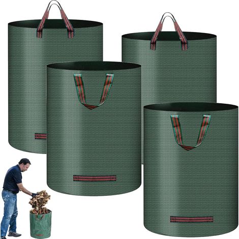 4 Pièces Sacs Jardin Déchets avec Poignées, 272 Litres Sac Dechets Verts Réutilisable, Sacs Feuilles Végétaux Jardin Indéchirables Étanche, Sac Jardinage Autoportant Pliable, 150 g/m², Supporter 65KG (1/5)