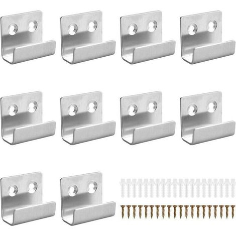 10 Pièces Support de Affichage de Carreaux de Céramique, Crochet Robuste Carreaux, Equerre en U pour Fixation Miroir Mural pour Bain Cuisine Garage (Acier inoxydable) (1/5)
