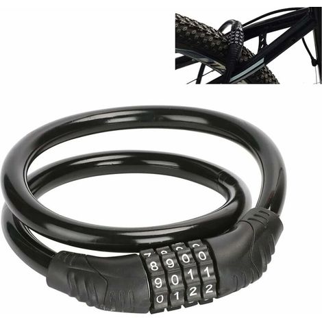 Lucchetto a cavo per bicicletta, lucchetto per bicicletta, lucchetto con codice a 4 cifre, lucchetto con codice per bicicletta, per bicicletta, bici elettrica, skateboard, passeggini, cancelli, 15 mm 