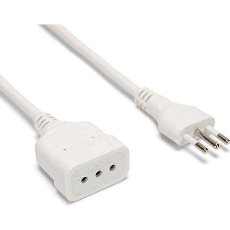 Velamp PROLIT10A-5 Prolunga 5 Metri Spina 16A e Presa Bivalente 10-16A Bianco (1/5)