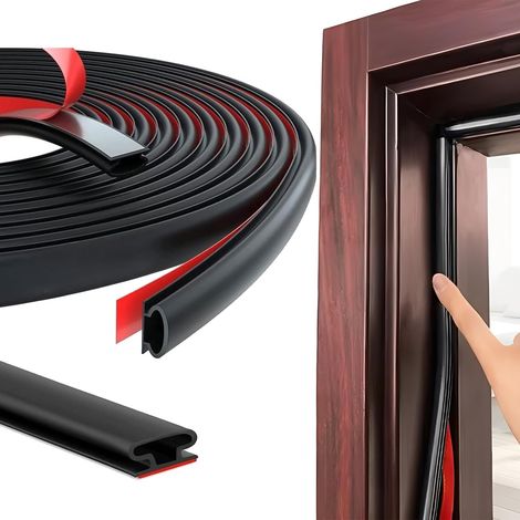6M Noir Joint Porte Fenêtre Isolant Froid et Phonique D-Profil, Joint De Porte D'Entrée Caoutchouc Autocollant, Bande PVC Cadre Porte Voiture, Joint D'étanchéIté Fenetre de Fenêtre de Voiture (1/5)