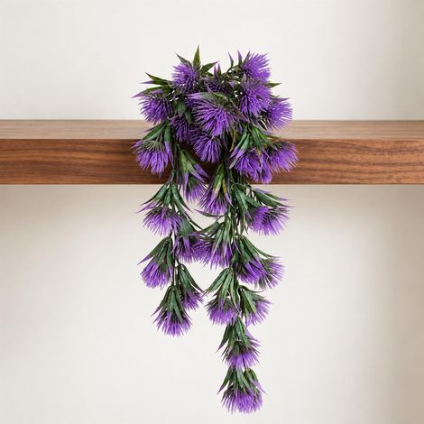 75cm Artificial Purple Thistle Trailing Hanging Plant Faux Floral (1/5)