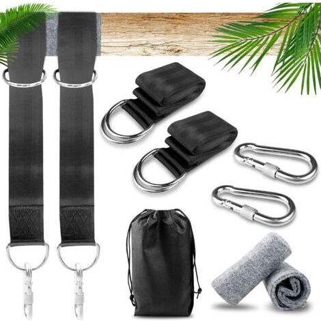 Hammock Stand and Fixing, with Carabiners and D-Rings, 2 Tree Protection, Hammock Attachment Attachment for Camping Garden Swing Hammock, Max 550kg (1/5)