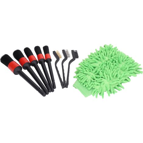 Kit de 9 brosses de nettoyage pour l'entretien automobile : jantes, intérieur, extérieur et cuir. (1/5)