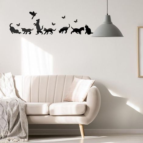 [Adhésifs décoratifs pour mur] Adhésifs mur en miroir pour chats, acrylique, 80x20cm, 65g, kit complet, argent/noir/gold, facile à coller/décoller (1/5)