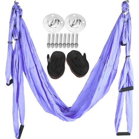 Hamac de Yoga Aérien Anti-Gravité, Équipement de Fitness Domicile, Suspension Bleu Violet (1/5)