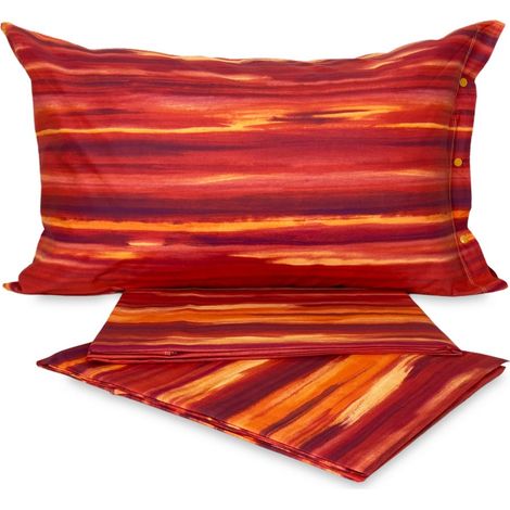 COMPLETO lenzuola LENZUOLO sfumato MODERNO RIO ARANCIO in puro cotone Due Piazze
