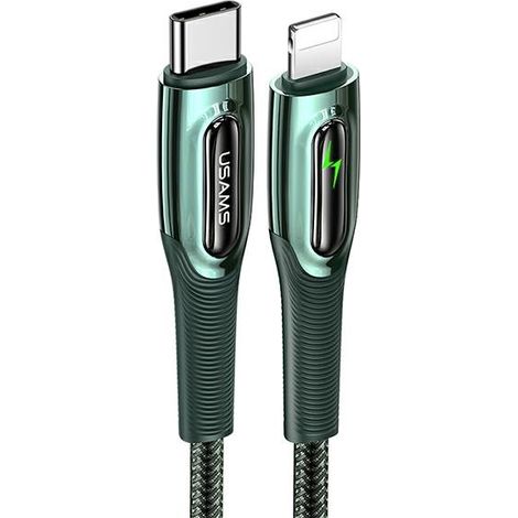 USB-C-auf-Lightning-USAMS-Kabel, 1,2 m, intelligente Abschaltfunktion, 20 W PD, Dunkelgrün
