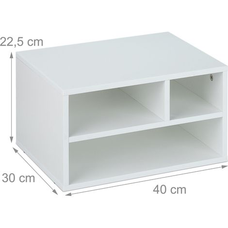 Modello di supporto per stampante moderno con vano portaoggetti a 3 scomparti scrivania 60 x 40 x 30 cm in legno bianco 130016055