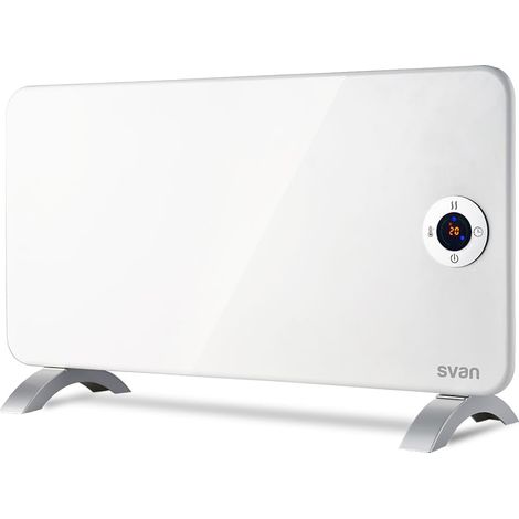 Radiateur Plat Basse Consommation, Radiateur Électrique, 2 Niveaux de Puissance, 1 Élément Chauffant, 1500 W, Thermostat Digital, Support avec Pieds, Couleur Blanche, 15 m2 (1/5)