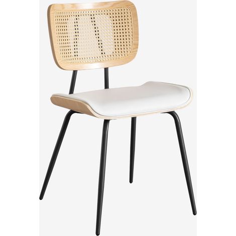 Pack de 2 Sillas de Comedor en Madera, Ratán y Polipiel Raysa SKLUM (1/5)