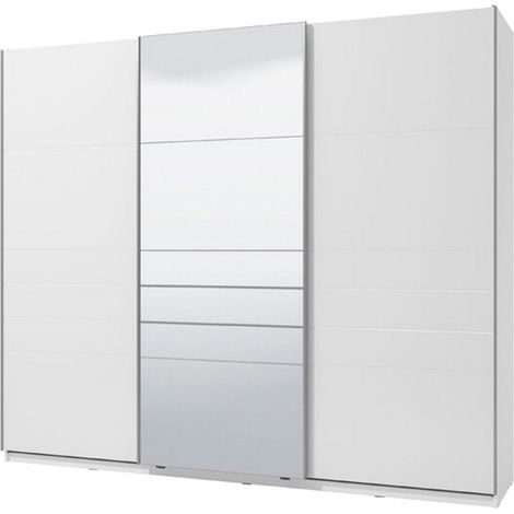 Armario Grande Carasco, Ropero Dormitorio con Perchero, 6 Estantes, Puertas Corredizas, 262.5x224h cm Blanco Mate