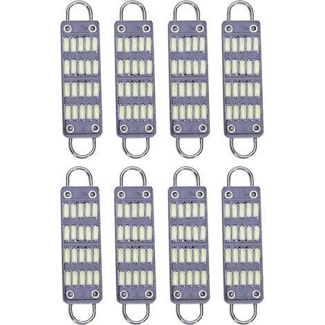 Ampoule LED navette blanche brillante 44 mm, 20 LED SMD à boucle rigide 1,73 pouce, éclairage intérieur de plafonnier/carte LED 561 567 564, lot de 8 (1/5)