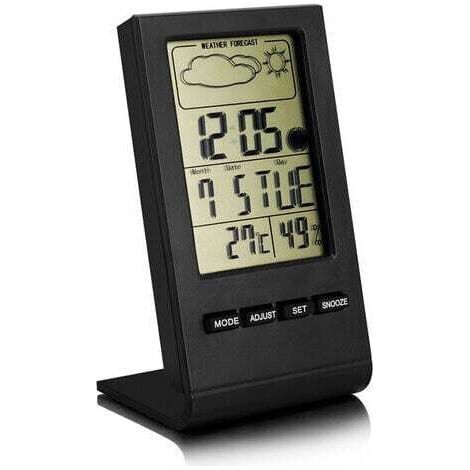 Station météo sans Fil, Thermomètre Hygromètre Baromètre Intérieur Extérieur, Horloge Numérique Réveil avec capteur extérieur Affichage Heure Date Jour Phase de Lune（Noir） (1/3)