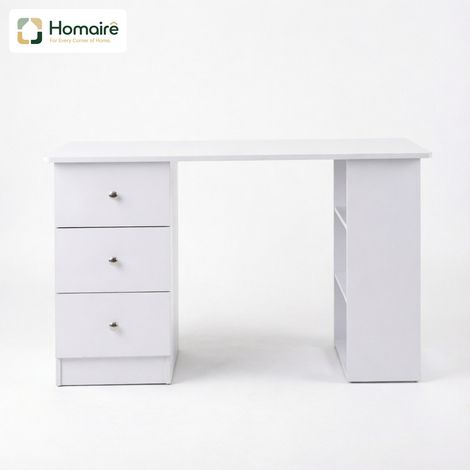 Bureau blanc en décor bois et métal de 49 × 49 × 72 cm HOMAIRE (1/5)