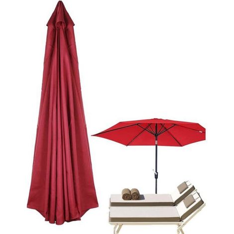 Toile de rechange pour parasol - - Protection UV 30+ - Imperméable - 3 mètres - 9 os - Ventilation supérieure (1/5)