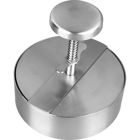 Presse à hamburgers en acier inoxydable de 14 cm (5,5 po), épaisseur réglable, poids de 90 à 400 g (0,2 à 0,89 lb), compatible lave-vaisselle. (1/5)