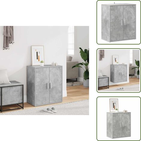 The Living Store Mueble zapatero madera de ingeniería gris hormigón 60x35x70 cm - Mueble de almacenamiento