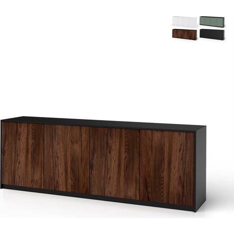 Credenza mobile buffet cucina 4 ante cannettate 238x50x83cm Budapest BF - Marrone - Nero (1/5)