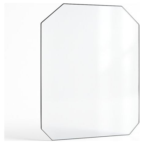 Vitre Jotul FS350 - Verre 4 angles coupés pour poêle à bois - 414 / 384 x 478 / 448 mm (L1/L2 x H1/H2) - 4 mm (1/3)