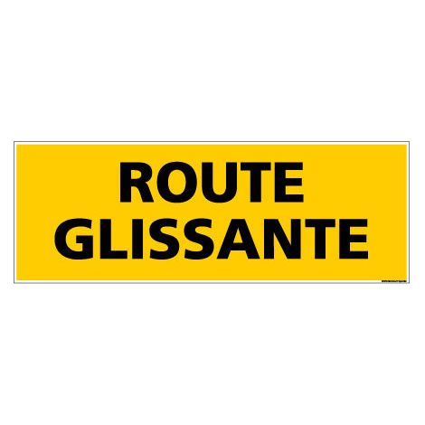 Panneau de Signalisation danger ROUTE GLISSANTE (C0217) - Adhésif - 210 x 75 mm