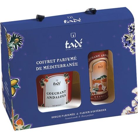 Geschenkset mit Orangenblüten-Duftkerze und Spray "Abendsonne" Andalusien - Tade