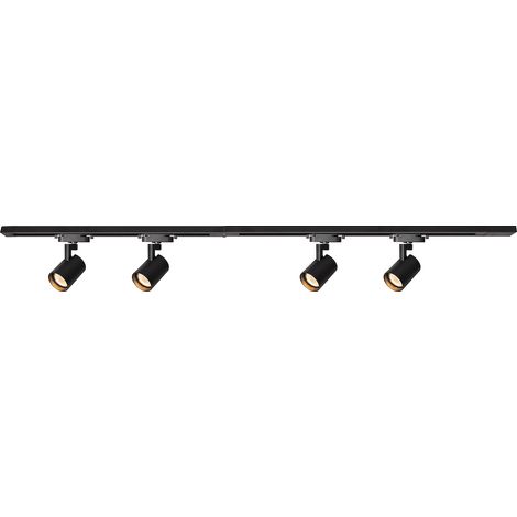 Kit binario striscia nera 150 cm faretti 4xGU10 15W per soggiorno cucina VOLF Milagro