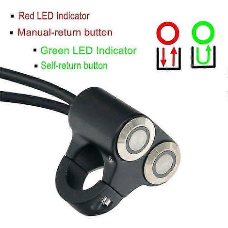 Interrupteur marche/arrêt LMoDri 22 mm pour guidon de moto, quad et scooter, compatible phares, feux de détresse, feux stop et antibrouillard, en aluminium avec indicateur, type DIY 7