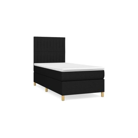 Sommier à lattes de lit et matelas Noir 80x200 Tissu (1/5)