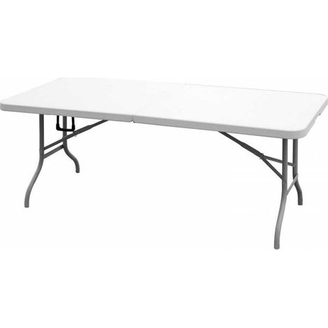 Table de jardin pliante 8 places 180x75xH74 cm Blanche Polypropylène Haute resistance Camping Réceptions KZ GARDEN