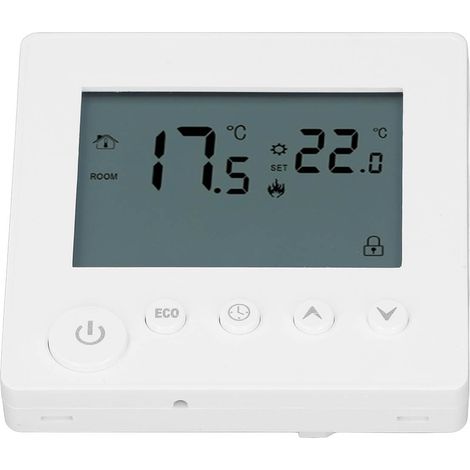 Thermostat intelligent 4500 W avec commande par bouton pour le chauffage de l'eau, idéal pour la maison, le bureau, les commerces et les hôtels (AC90V à 240V, blanc). (1/5)