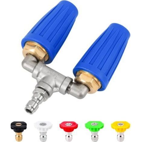 Nettoyeur Haute Pression à Double Buse Turbo avec 5 Buses, 4000 PSI Nettoyeur Haute Pression à Dégagement Rapide Buse(Bleu) (1/5)