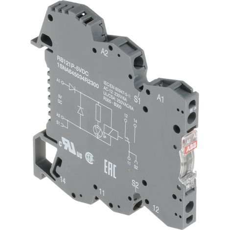 Relais d'interface 5V c.c., 1 RT, montage Rail DIN, série R600 ( Prix pour 1 ) (1/2)