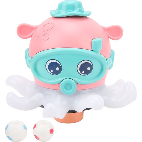 Jouet de bain électrique Octopus avec ballon flottant, musique et lumière - Éducatif pour enfants - Rose (1/5)
