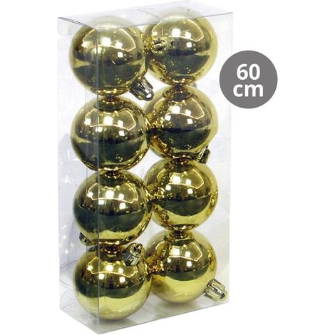 Confezione da 8 palline di Natale Ø6cm (lucide) in plastica color oro